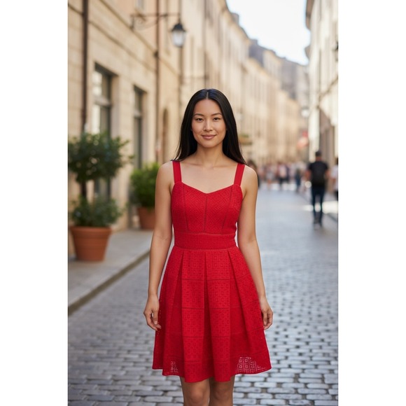 Adelyn Rae Red Fit & Flare Dress Sleeveless Party Cocktail Casual S - Picture 1 of 9
